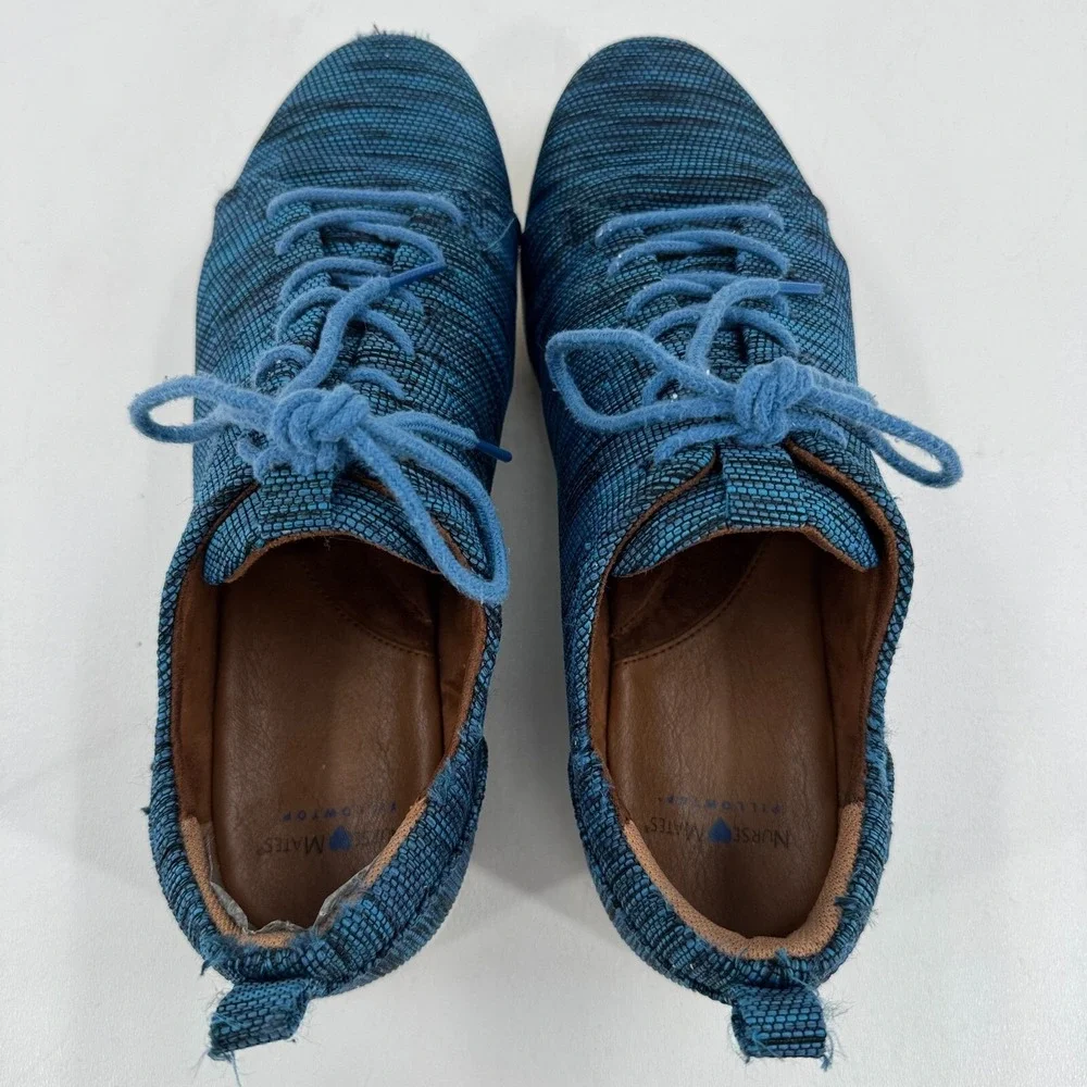 Nurse Mates Pillowtop Sarina WOMENS Blue Lace Up Athletic Shoes Sneakers 9.5